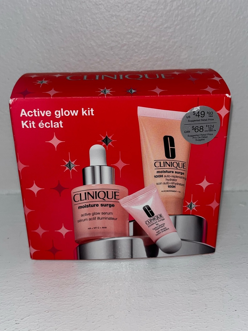 Clinique Active Glow Kit - Red and Pink Packaging